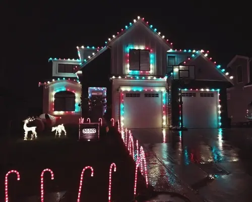 Custom Christmas light design for Raleigh NC home